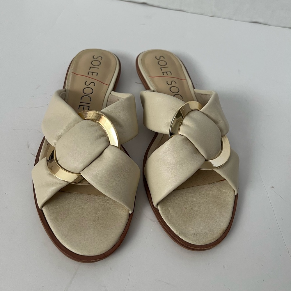 Sole Society White Leather Sandals 6.5